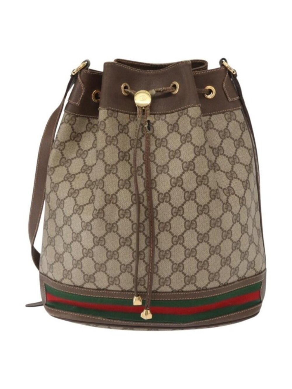 Authentic GUCCI GG Supreme Web Sherry Line Bag PVC Beige Gold 164 02 085 - Picture 5 of 16